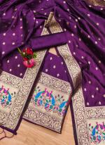 Banarasi Silk Purple Festival Wear Weaving Dress Material